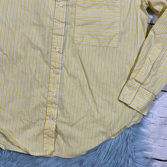 Evereve Yellow White Striped Button Down Top - Picture 5 of 8